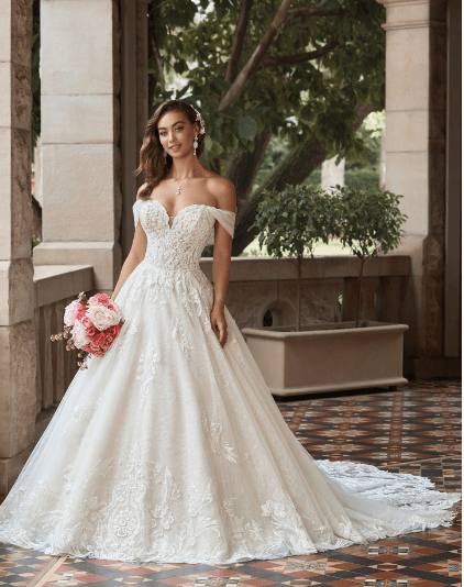 Modern Strapless Satin Ballgown Wedding Dress with Bow Detail